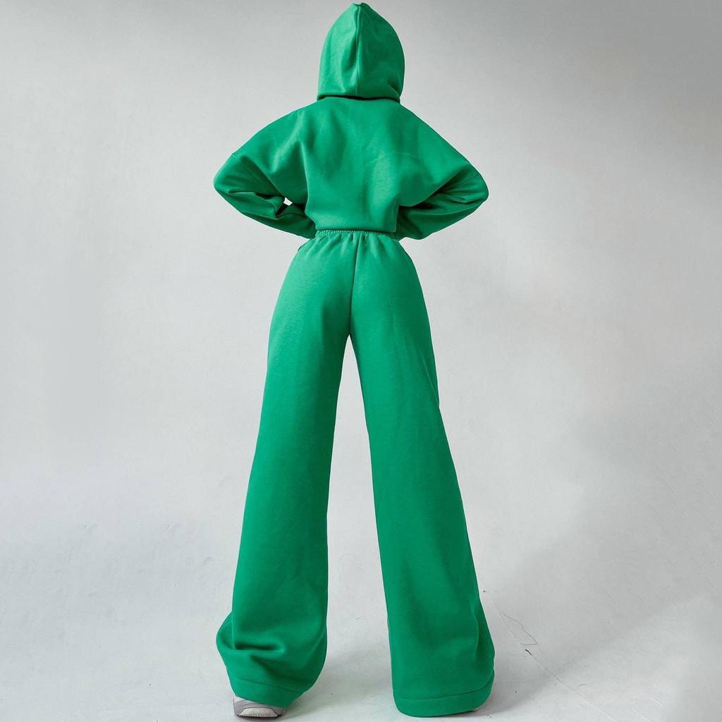 Women's Casual Hoodie and Wide Leg Pants Set , 8 Color Options