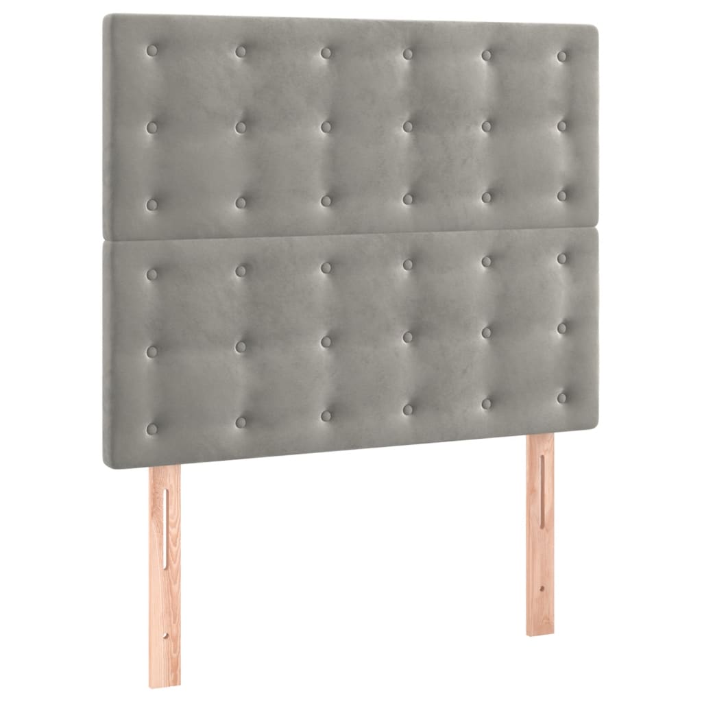 Vidaxl Letto Continentale Con Materasso, Grigio Chiaro, Velluto, 80X200 Cm