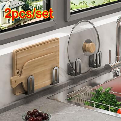 1 paio di taglieri per vasi, coprivasi, lavelli, spugne, organizer per bagno, multifunzionali, montati a parete, in acciaio inox, da cucina