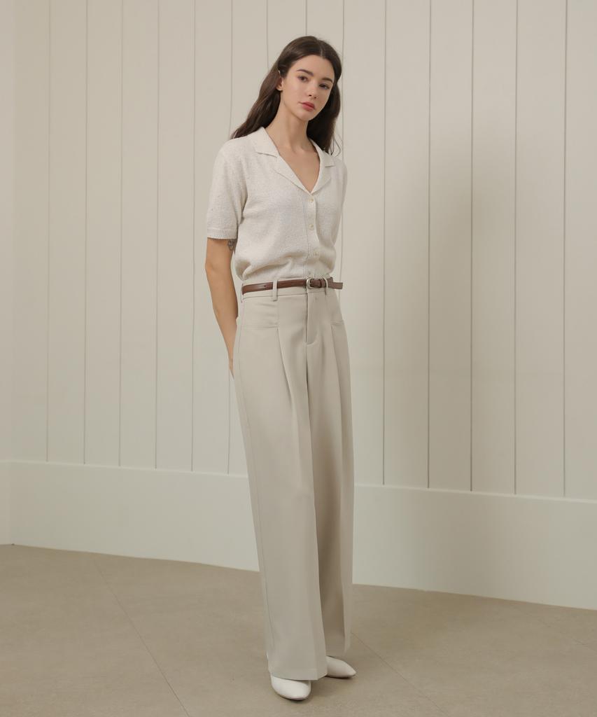 NON AND NON Transverse Pocket Wide Pants_Nspt464 (Beige)