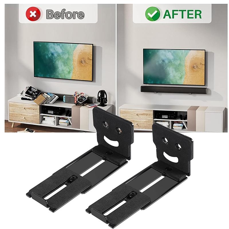 2pcs Adjustable Soundbar Wall Mount Brackets Speaker Wall Stand for Heavy Center Channel, 50KG Capacity Floating Rack