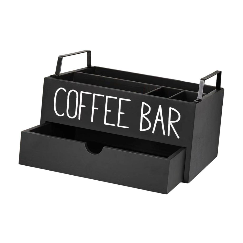 Coffee Station Organizer for Counter Coffee Bar Decor Farmhouse Countertop 2 Layer Storage Basket for Kitchen Coffee Bar Office