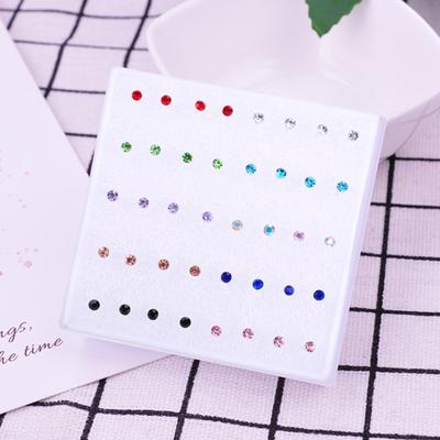 20 Pairs Women Ear Studs Set Shiny Cubic Zirconia Exquisite Concise Shining Multi-Color Decorative