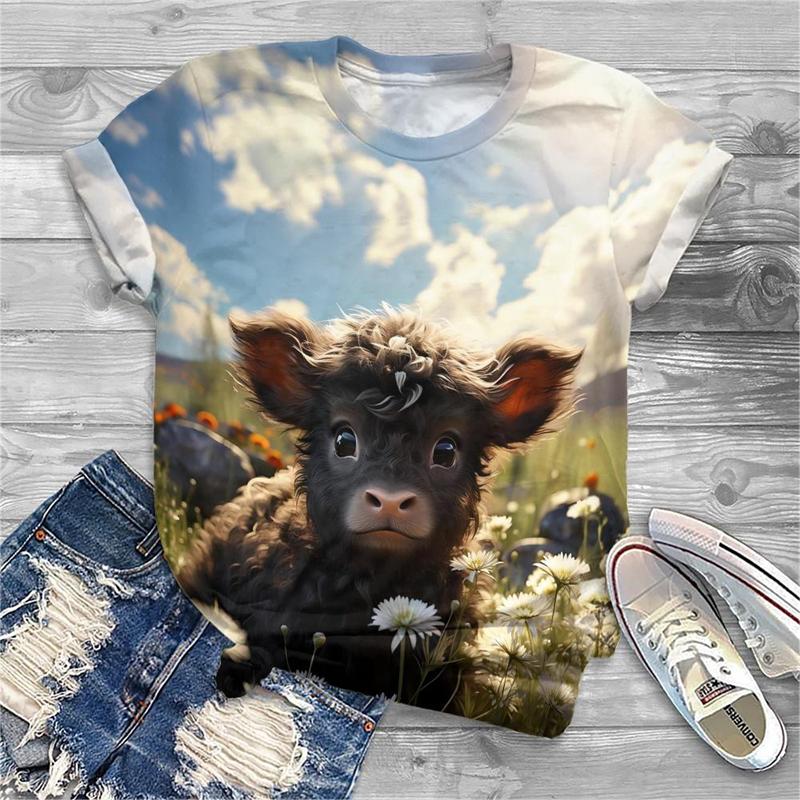 Fashion Animal Cow 3d Print T-shirt Women Fashion Short Sleeve Tshirt Girls Kawaii T Shirt Clothes Female 2000s Y2k Tops