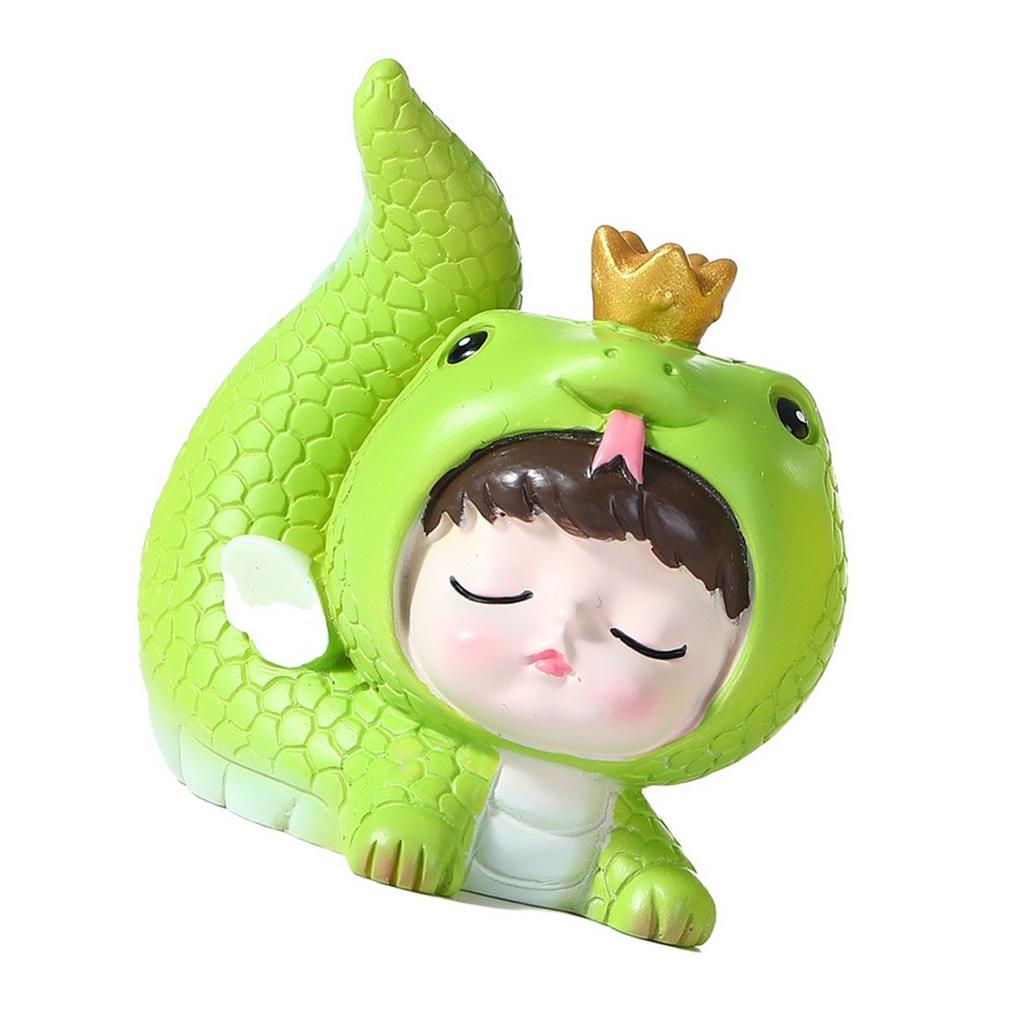 Cartoon Snake Baby Figurine Statue Cake Toppers Decoration Chinese Zodiacs Theme Party Accessories Resins Ornament