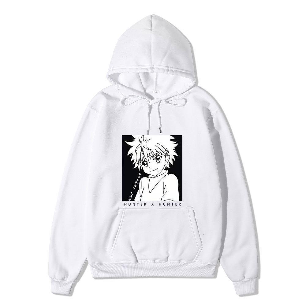 Hunter X Hunter Killua Zoldyck Japanese Anime Hoodie Sweatshirt Casual Unisex Autumn Winter Fleece Streetwear Tops S белый