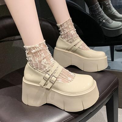 Fashion Women's Thick-soled Height-increasing Trendy Pancake Shoes 2024 Spring Korean Version Fashionable and Versatile Single Shoes