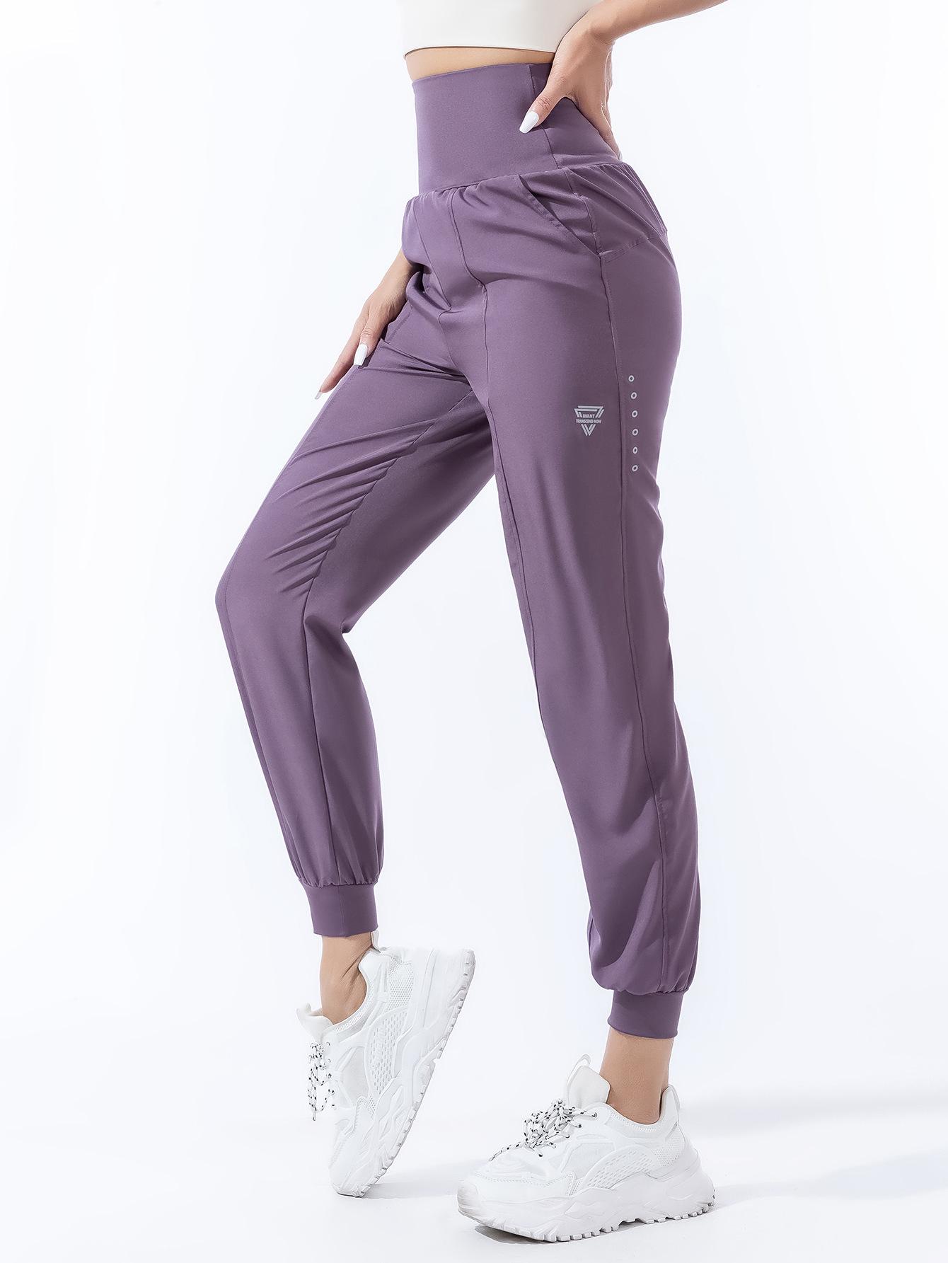 

Женские быстросохнущие брюки из ледяного шелка с широкими штанинами - Летние стройнящие повседневные укороченные свободного кроя S фиолетовый