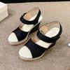 Women's Platform Wedge Peep-Toe Sandals with Round Toe High Heel for Outdoor Wear
