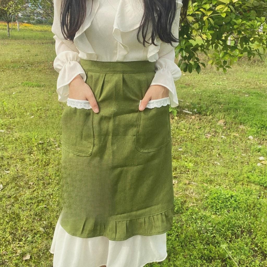 Cotton Linen Sleeveless Apron With Lace Trim For Kitchen Cooking And Baking