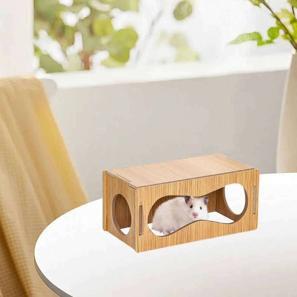 Creative Fun Hamster House Maze Toy Cage Wooden Hamster Hiding Rest Room Teeth Grinding Natural Wood Chew Toy Small Pet Supplies