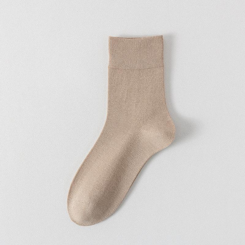 Female Spring and Summer Pure Color All Build Absorb Sweat Breathable Boneless Tube Socks