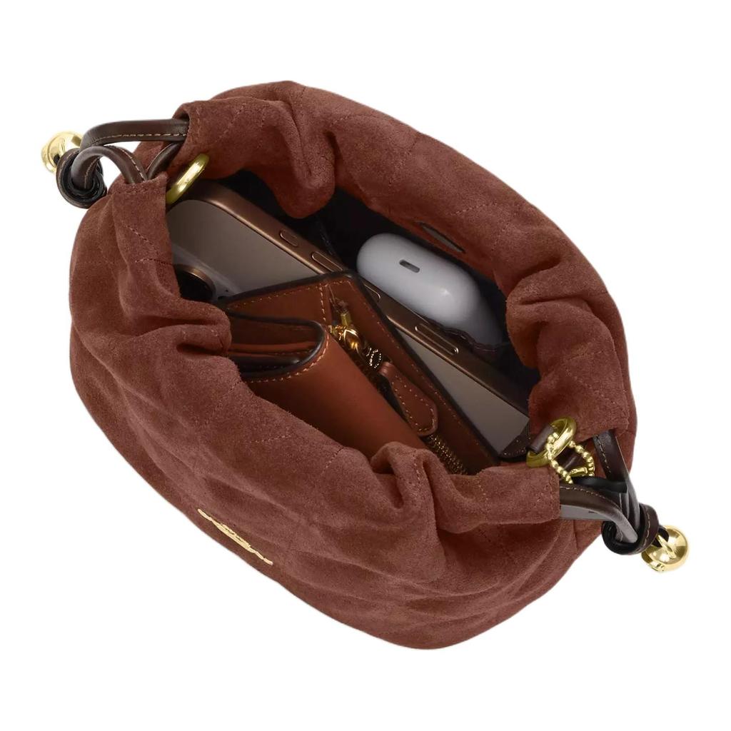 Coach Faye Suede With Smooth Leather Small Lucky Bag Crossbody Bag, Shoulder Bag Mini Women's Vintage Brown CDC42-IMYEF