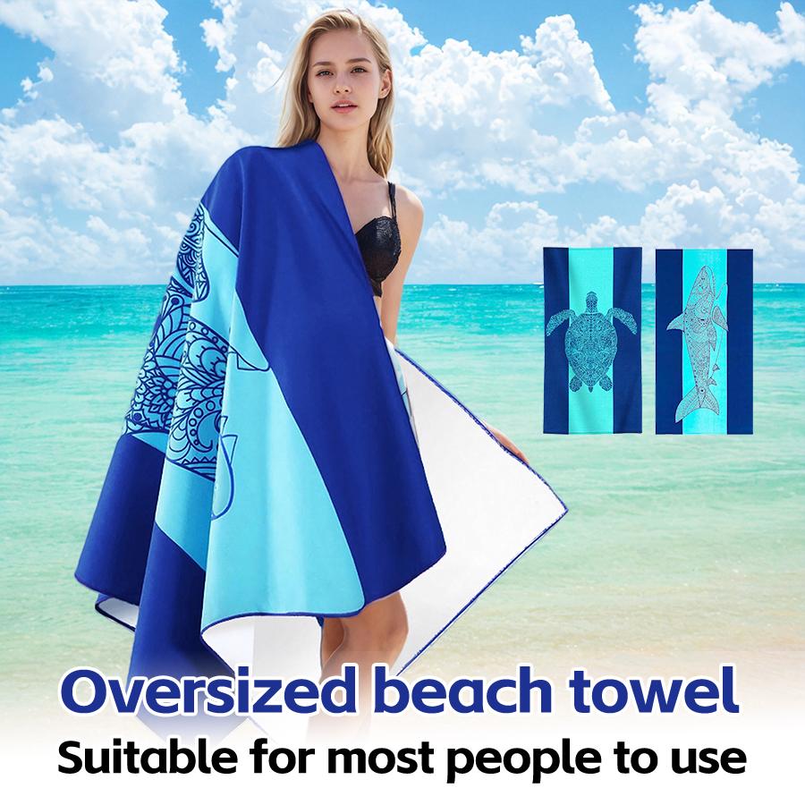 Microfiber Large Size Blue Shark Turtle Travel Swimming Pool Yoga Gym Beach Towel