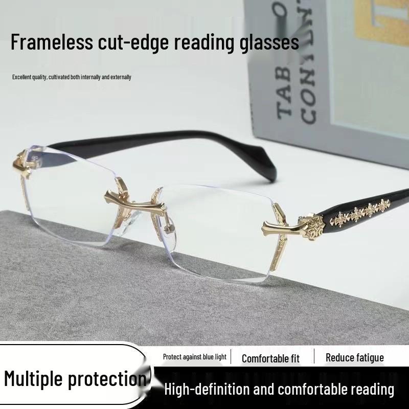 High-Definition Rimless Anti-Blue Light Reading Glasses for Unisex - Super Clear, Metal Craftsmanship, Versatile for Men, Women, Elderly