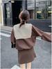 Versatile Shawl Hoodie Skirt Set for Women - Autumn 2026, Korean Style, Round Neck Top with Slimming Short Skirt