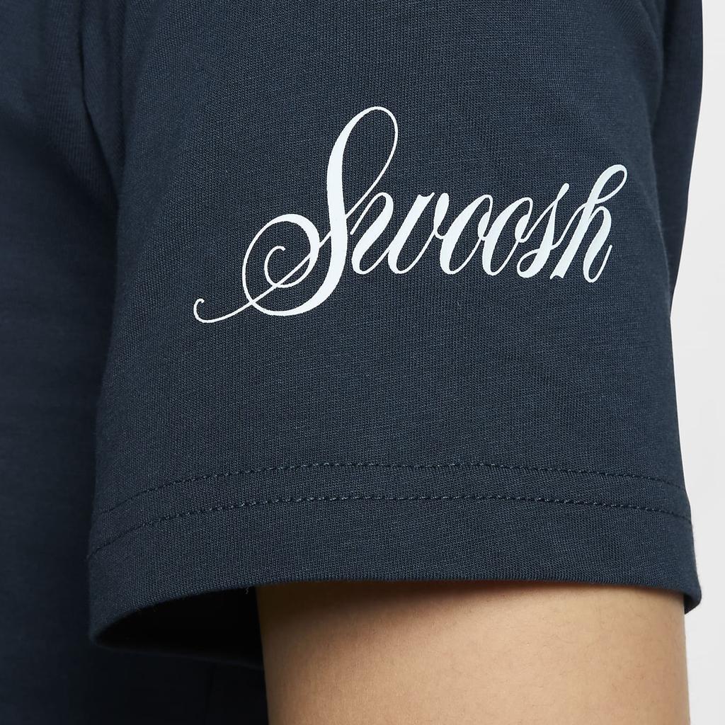 Nike Loose Soft Lightweight Cotton Crew Neck Short Sleeve T-Shirt Women Tops Navy-Blue FZ2856-478