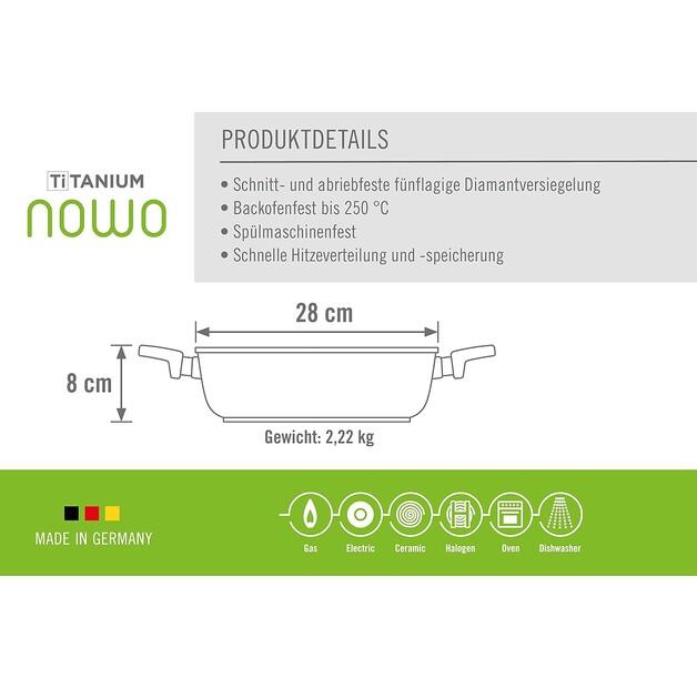 Сотейник чугунный Woll Nowo Titanium 28 см 4,5 л (828IL)