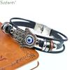 Fashion Palm Devil's Eye Genuine Leather Bracelets For Women Men Jewelry Accessories Gift