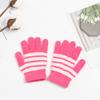 Kids Striped Pattern Gloves Full Finger Warm Mittens Stretchable Windproof Mittens for Kids Cycling Skiing Supplies