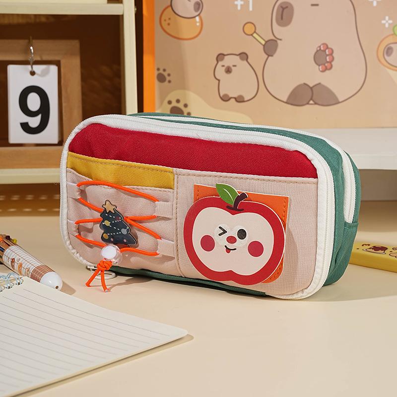 Pencil case 2025 new cute large capacity high value ins style pencil case for girls black cute dog repair pencil case