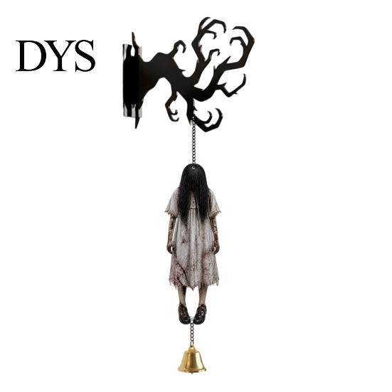 Spooky Entrance Hall Accents Halloween Welcome Sign, Wall Mount 2D Acrylic Hanging Decor with Bell, Door Bell Decorations Gothic Black Cat Creepy