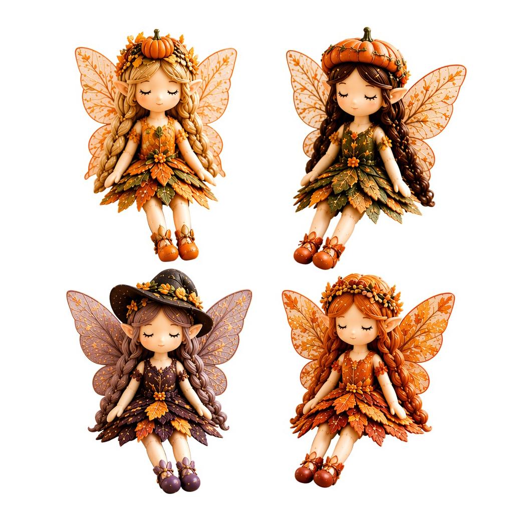 4Pcs Fairy Patchwork DIY Collection Handmade Make Winged Fairies Cloth Figurine Craft Decor & Handmade Present for Beginner