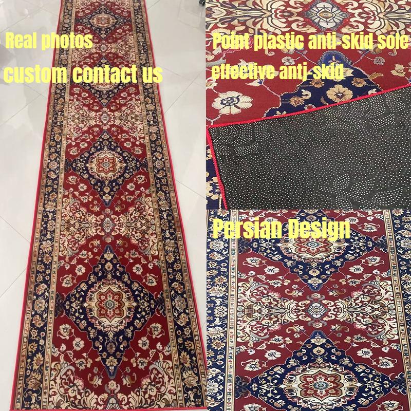 Persian Retro Long Corridor Carpet Living Room Decoration Home Anti Slip Hallway Runner Rugs Hotel Stairs Passageway Custom Mat