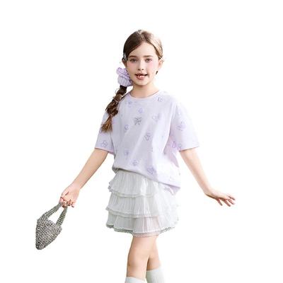 ASK JUNIOR Girls' Printed Short Sleeve T-Shirt