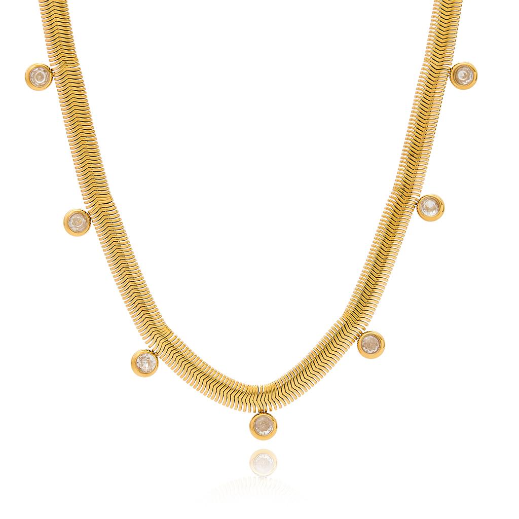 Yori High Quality Cubic Zirconia Pendant Snake Bone Chain Necklace 18K Golden Plated 2025 Personalized Charm Statement Jewelry