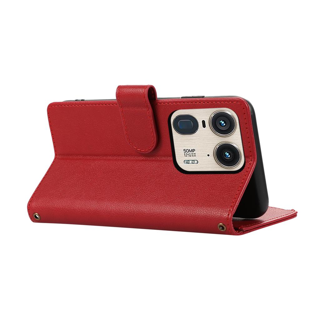 Für Motorola Edge 50 Ultra 5G/Moto X50 Ultra 5G Hülle Mehrere Kartenfächer Reißverschluss Leder Handyhülle mit Schultergurt/Handschlaufe