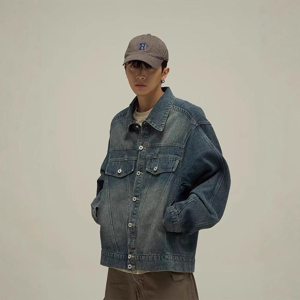 Retro Denim Jacket: Trendy Street Style, High-End Vibe, Cool and Versatile for Couples