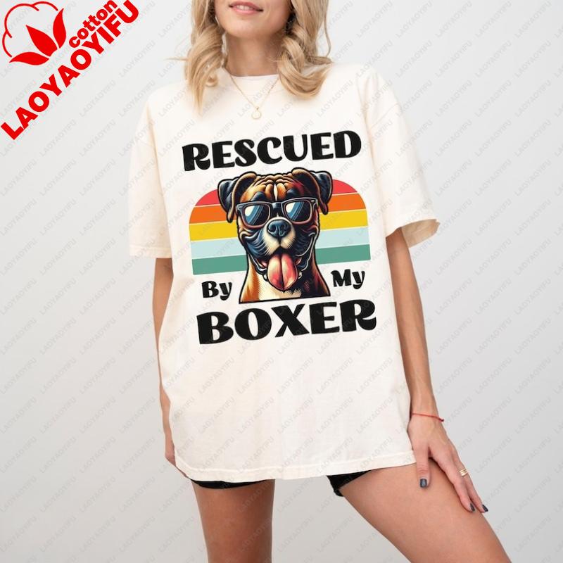 Boxer Dog Tshirt Dog Lover Gift Dog Mama Tee Rescue Shirt Mom Dad Gift Women Clothing Graphic T Shirts Harajuku Vintage Tops S