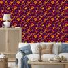 Intricate floral pattern wallpaper in burgundy and plum 50x1000