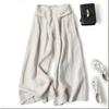 Cotton and Linen Wide-leg Culottes Summer Women's Semi-elastic High-waisted Thin Thin Nine-point Pants Stylish Neutral Tone Casual Pants