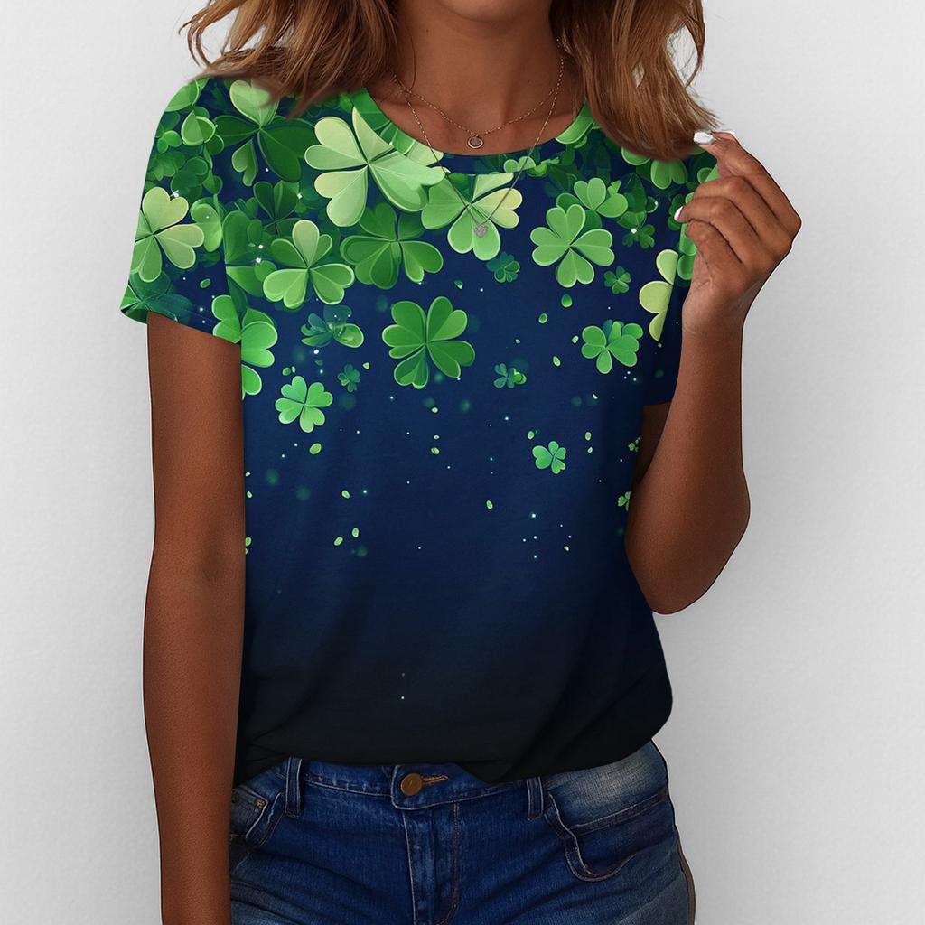 Women's T Shirt Tee Print Short Sleeve Daily Weekend Fashion Basic Regular Top  St. Patrick's Day