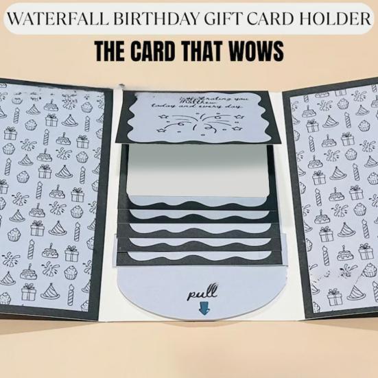 Christmas Gift Card Holder Book Handmade Waterfall Holiday Gift Card Sleeve Booklet DIY Christmas Gifts Cards with Envelopes Gift for Family