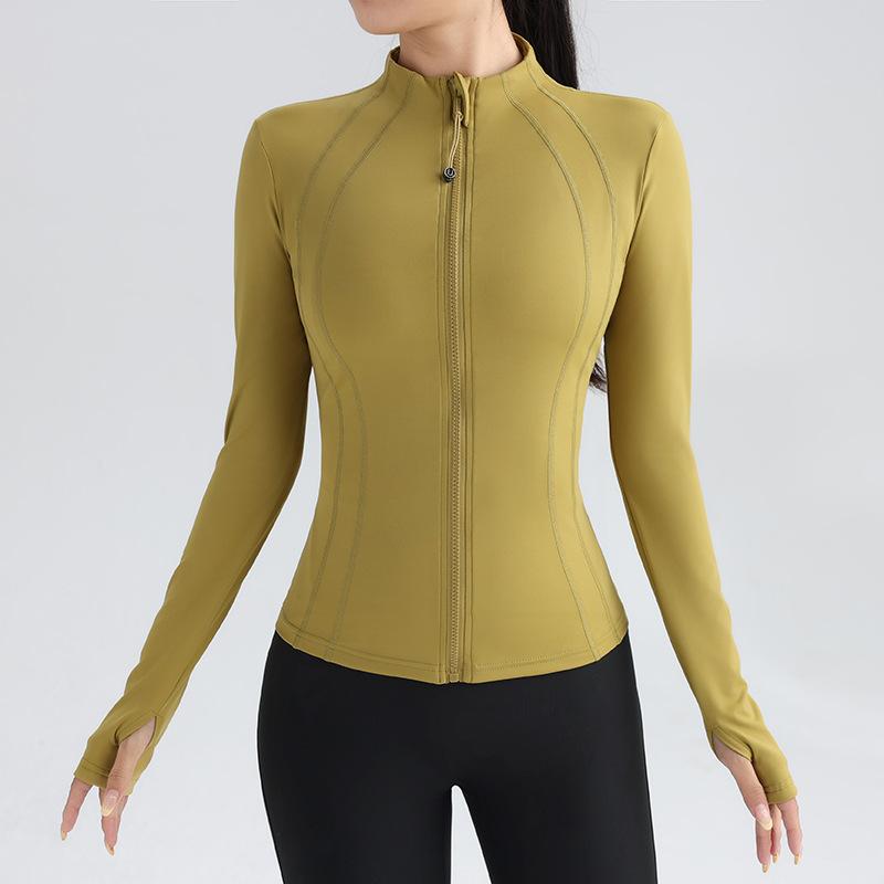 Sports Outdoor Break Fitness Yoga Clothing Zipper Long Sleeve Jacket Stand-Up Neck Running Slim Top Yoga Jacket