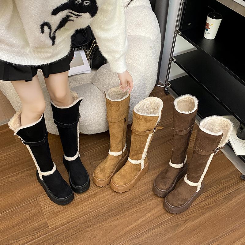 Long Snow Boots Women's 2025 Winter New Warm Velvet Thickened Bottom Fashion Big Northeast Tall Tube Two Wear Cotton Boots