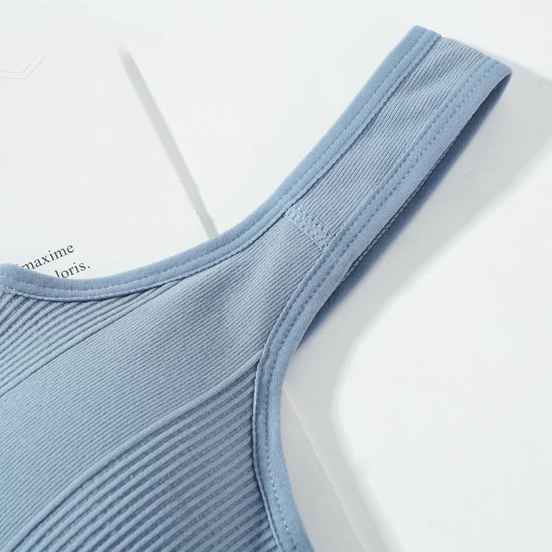 Women Crop Top Fitness Tank Top Padded Sports Bra Casual Streetwear Camisole Female Underwear Removable Pads Seamless Bra