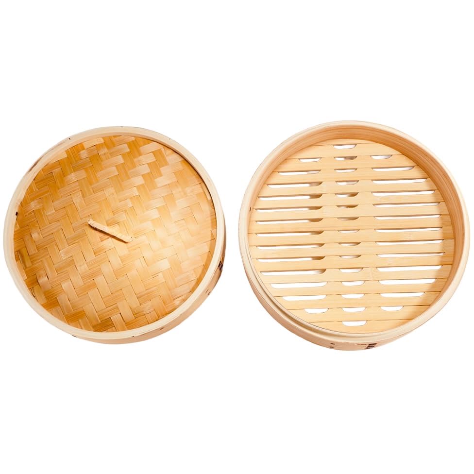 Cedar Chinese Steamer, 27cm, with Lid, 2-Tier Set, for Home and Commercial Use, Natural Wood