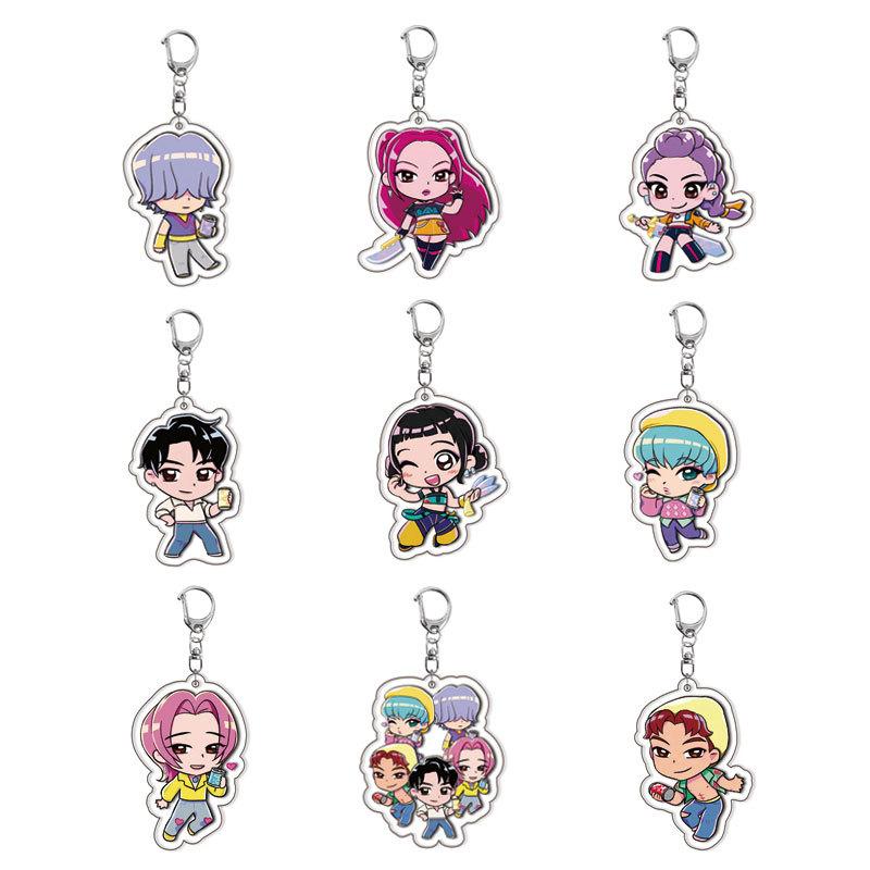 Cute Souvenir Kingring Kpop Demon Hunter Q Version Acrylic Keychain Friends Key Rings Lovely Bag Pendant Gift