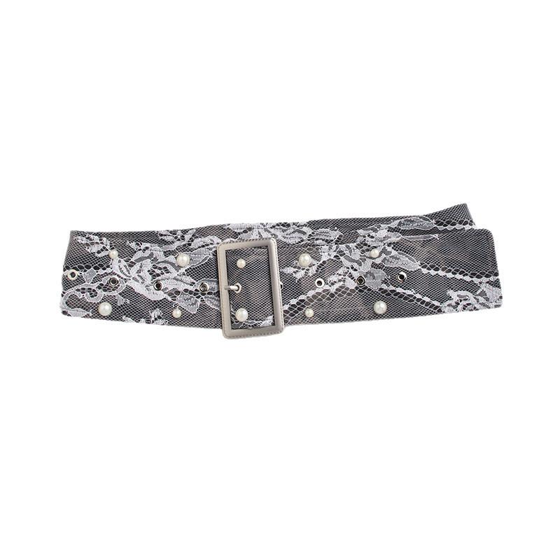 High-end Women's Belt, Atmospheric Lace Pearl, Sweet and Elegant Belt, Wide Fashionable and Soft Breathable Women's Waist Seal