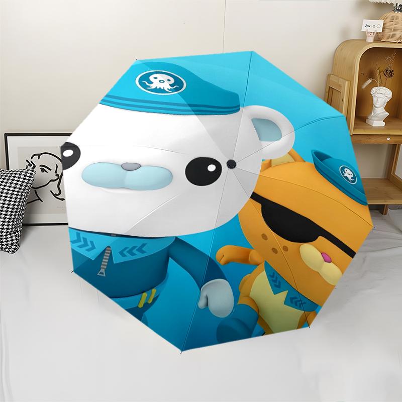 The Octonauts7 Print Automatic Umbrella, 8 Rib Iron Frame, Plastic Handle, Suitable for Outdoor Travel &Daily , Ideal Gift
