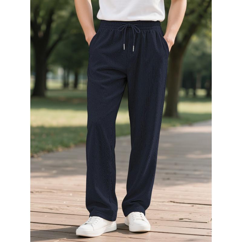 Men's Striped Drawstring Loose-Fit Pants | Comfortable Casual Trousers with Elastic Waist