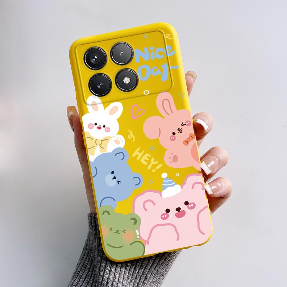 For Xiaomi POCO F6 Pro Case Cute Bear Cartoon Frog Silicone Soft Rubber Camera Protector Case POCO F6 Pro Case POCO F6 Pro Cover
