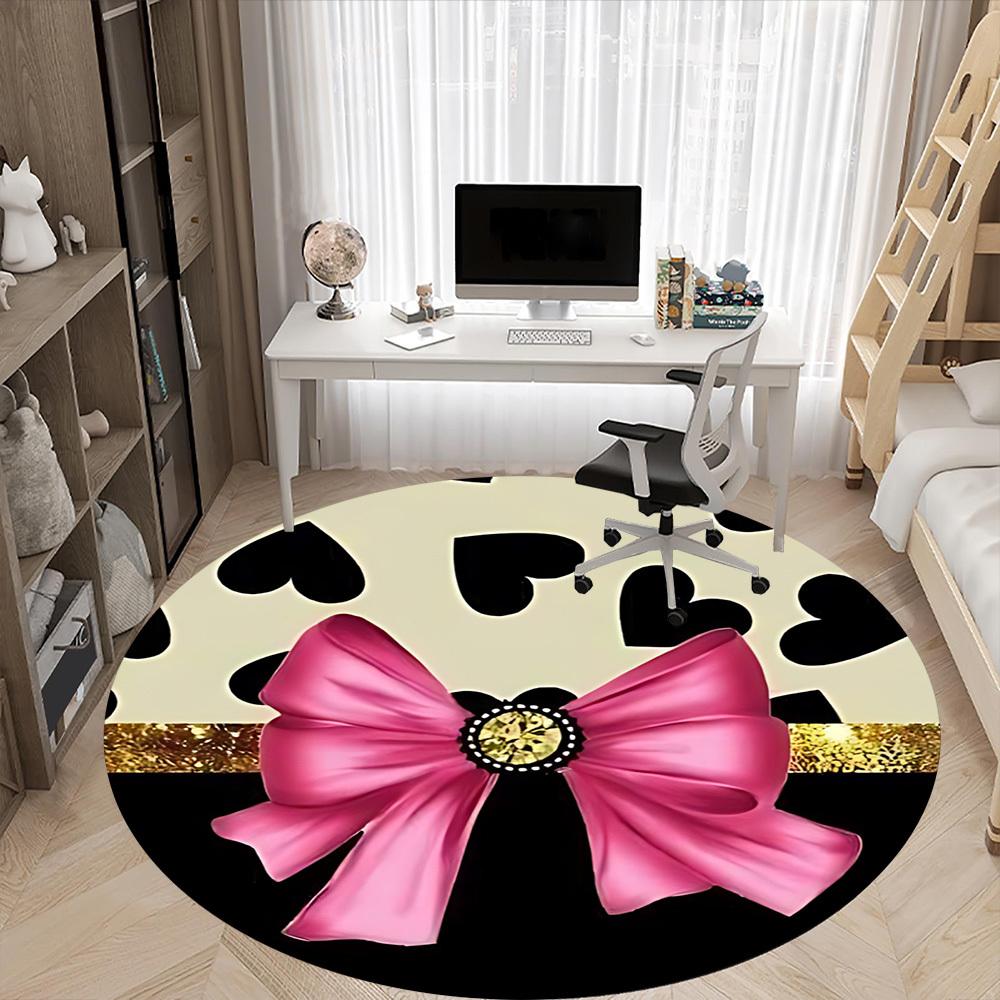 1pc Pink Bow Chair Carpet for Office - Durable, Ideal for Chair Mats, Stylish & Functional Decorative Rug yy260203096
