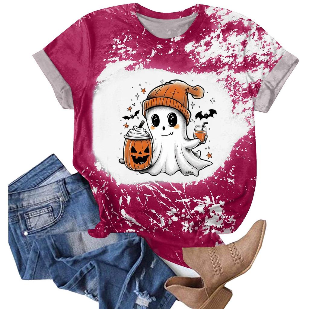 Halloween Shirts for Women Cute Shirt Fall Tshirt Gradient Graphic Tees Casual Short Sleeve Tops
