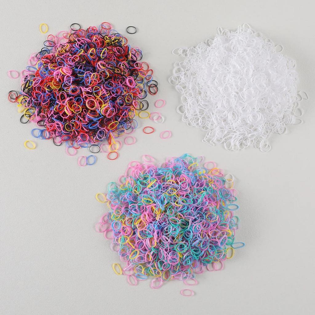1500PCS Girls Colorful Small Disposable Rubber Band Hair Ties Headband Children Ponytail Holder Bands Kids Hair Accessories