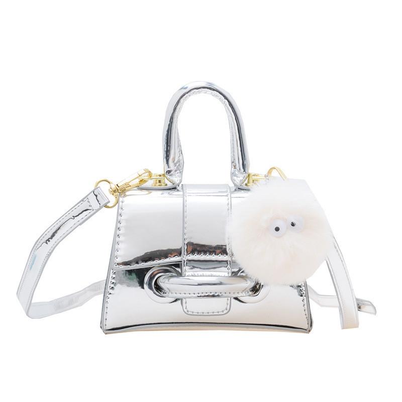 Stylish Mini Pu Leather Kids Handbag In Black Pink And Silver For Boys And Girls